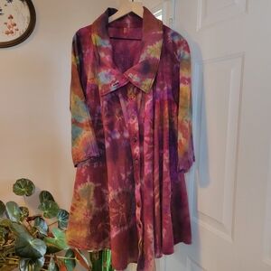 Tucan Tie-dye 100% Cotten Heavy Flowy Bohemian Dress, Size One Size Womens